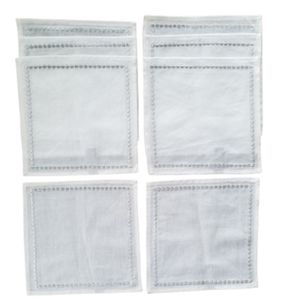 Embroidered Dot Edge on White Tahari Cocktail Napkins - Set of 8